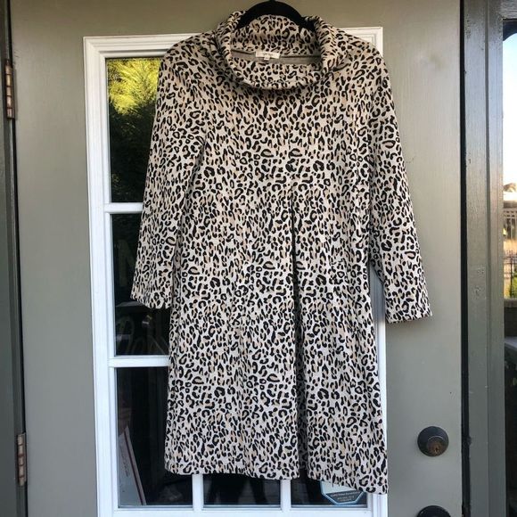 Tyler Böe Leopard Print Cowl Neck 3/4 Sleeve Sweater Dress Size Small, MSRP $153 - Picture 2 of 10